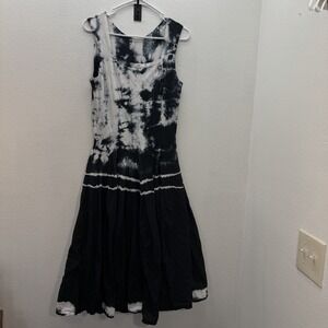 Luna Luz MIDI Dress LagenLook Boho Tie Hem Ruched Bubble Fairy Festival Y2K Sz M